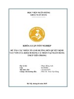 Khóa luận tốt nghiệp Ngân hàng: Các nhân tố ảnh hưởng đến quyết định vay vốn của khách hàng cá nhân tại Ngân hàng TMCP Tiên Phong