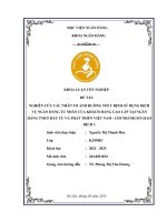 Khóa luận tốt nghiệp Ngân hàng: Nghiên cứu các nhân tố ảnh hưởng tới ý định sử dụng dịch vụ ngân hàng tư nhân của khách hàng cao cấp tại Ngân hàng TMCP Đầu tư và Phát triển Việt Nam - Chi nhánh Sở Giao Dịch 3