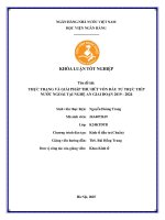 Khóa luận tốt nghiệp Kinh tế đầu tư: Thực trạng và giải pháp thu hút vốn đầu tư trực tiếp nước ngoài tại Nghệ An giai đoạn 2019 - 2024