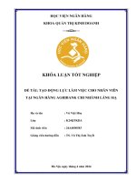 Khóa luận tốt nghiệp Quản trị kinh doanh: Tạo động lực làm việc cho nhân viên tại Ngân hàng Agribank Chi nhánh Láng Hạ