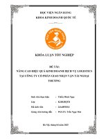 Khóa luận tốt nghiệp Kinh doanh quốc tế: Nâng cao hiệu quả kinh doanh dịch vụ logistics tại Công ty Cổ phần Giao nhận Vận tải Ngoại thương