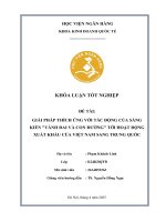 Khóa luận tốt nghiệp Kinh doanh quốc tế: Giải pháp thích ứng với tác động của sáng kiến “Vành đai và Con đường” tới hoạt động xuất khẩu của Việt Nam sang Trung Quốc