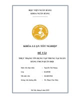 Khóa luận tốt nghiệp Ngân hàng: Thực trạng tín dụng tập trung tại Ngân hàng TMCP Quân đội