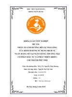 Khóa luận tốt nghiệp Ngân hàng: Nhân tố ảnh hưởng đến sự hài lòng của khách hàng sử dụng dịch vụ ngân hàng số tại Ngân hàng Thương mại cổ phần Đầu tư và Phát triển Việt Nam (BIDV) chi nhánh Phú Thọ