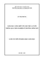 Giáo dục lòng biết ơn cho trẻ 5-6 tuổi thông qua trải nghiệm ở trường mầm non