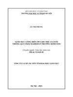 Tóm tắt: Giáo dục lòng biết ơn cho trẻ 5-6 tuổi thông qua trải nghiệm ở trường mầm non