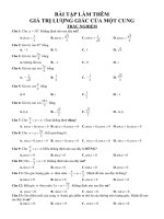 Bt làm thêm giá trị lượng giác của 1 cung