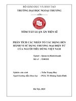 Luận Án tiến sĩ phân tích các nhân tố tác Động Đến hành vi sử dụng thương mại Điện tử của người tiêu dùng việt nam (tt)