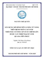 Tóm tắt xây dựng mô hình tiên lượng tử vong trên bệnh nhân cao tuổi nhồi máu cơ tim cấp có st chênh lên Được can thiệp mạch vành qua da tiên phát