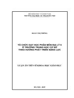 TỔ CHỨC DẠY HỌC PHÂN MÔN ĐỊA LÝ 6 Ở TRƯỜNG TRUNG HỌC CƠ SỞ THEO HƯỚNG PHÁT TRIỂN NĂNG LỰC