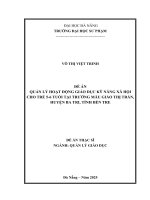 Quản lý hoạt Động giáo dục kỹ năng xã hội cho trẻ 5 6 tuổi tại trường mẫu giáo thị trấn, huyện ba tri, tỉnh bến tre