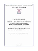 Tóm tắt tiếng anh Đặc Điểm lâm sàng, cận lâm sàng và Đáp Ứng Điều trị của mày Đay mạn tính tự miễn