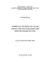 Nghiên cứu xây dựng câu lạc bộ thể dục thể thao ngoại khóa cho sinh viên Đại học Đà nẵng