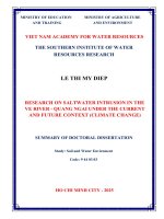 Tóm tắt luận Án tieng anh nghiên cứu xâm nhập mặn sông vệ   quảng ngãi trong bối cảnh hiện tại và tương lai (biến Đổi khí hậu)