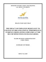 Tóm tắt tiếng anh tác Động của sự kháng cự của nhân viên Đối với sự thay Đổi Đến hiệu quả hoạt Động của các công ty niêm yết trên sàn chứng khoán trường hợp nghiên cứu tại sở giao dịch chứng khoán tp hcm (hose)