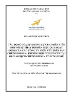 Tóm tắt tác Động của sự kháng cự của nhân viên Đối với sự thay Đổi Đến hiệu quả hoạt Động của các công ty niêm yết trên sàn chứng khoán trường hợp nghiên cứu tại sở giao dịch chứng khoán tp hcm (hose)