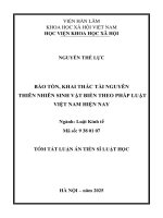 Tóm tắt bảo tồn, khai thác nguyên thiên nhiên sinh vật biển theo pháp luật việt nam hiện nay