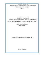 Tóm tắt quản lý tài chính trong hoạt Động khoa học và công nghệ Ở các trường Đại học công lập tại việt nam