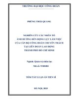 Tóm tắt nghiên cứu các nhân tố Ảnh hưởng Đến Động lực làm việc của cán bộ công Đoàn chuyên trách tại liên Đoàn lao Động thành phố hồ chí minh