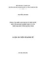 Nâng cao hiệu quả quản lý nhà nước Đối với doanh nghiệp nhỏ và vừa trên Địa bàn tỉnh quảng ninh