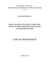 Nâng cao hiệu quả quản lý nhà nước về Đầu tư phát triển kết cấu hạ tầng tại tỉnh quảng ninh