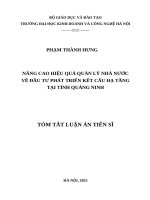 Tóm tắt nâng cao hiệu quả quản lý nhà nước về Đầu tư phát triển kết cấu hạ tầng tại tỉnh quảng ninh