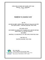 NHIỆM VỤ KHẢO SÁTDỰ ÁN: LẬP ĐỒ ÁN ĐIỀU CHỈNH TỔNG THỂ QUY HOẠCH CHI TIẾT XÂY DỰNG KHU I - TRƯỜNG ĐẠI HỌC TRÀ VINH