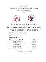IUH - MÔN ĐỒ ÁN THIẾT KẾ CƠ KHÍ - TÍNH TOÁN, THIẾT KẾ MÁY NGHIỀN THỨC ĂN CHĂN NUÔI BẰNG BÚA ĐẬP