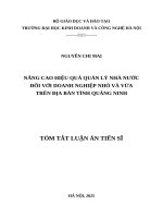 Tóm tát nâng cao hiệu quả quản lý nhà nước Đối với doanh nghiệp nhỏ và vừa trên Địa bàn tỉnh quảng ninh