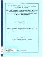 000041377 THE ROLE OF CASH FLOW STATEMENT IN BUSINESSES OPERATING IN VIETNAM AND THE CORRELATION AND LINEAR REGRESSION OF CASH FLOW FROM OPERATING ACTIVITIES AND EARNINGS FOR MANUFACTURING AND TRADING ENTERPRISES LISTED ON VIETNAMESE STOCK EXCHANGE ̣̣̣̣VA