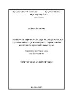 Tóm tắtnghiên cứu hiệu quả của liệu pháp lọc máu liên tục bằng màng lọc hấp phụ Điều trị sốc nhiễm khuẩn trên bệnh nhân bỏng nặng