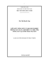 Liên kết nông dân và doanh nghiệp trong sản xuất, chế biến và tiêu thụ nông sản tại tỉnh thái nguyên