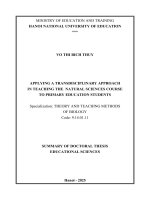 tóm tắt tiếng anh VẬN DỤNG TIẾP CẬN XUYÊN NGÀNH TRONG DẠY HỌC HỌC PHẦN CƠ SỞ KHOA HỌC TỰ NHIÊN CHO SINH VIÊN NGÀNH GIÁO DỤC TIỂU HỌC