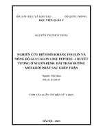 Tóm tắt luận Án nghiên cứu biến Đổi kháng insulin và nồng Độ glucagon like peptide   1 huyết tương Ở người bệnh Đái tháo Đường mới khởi phát sau ghép thận