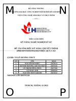IUH - KỸ NĂNG NGHỀ NGHIỆP KỸ SƯ - TÌM HIỂU KỸ NĂNG THUYẾT TRÌNH (PRESENTATIONS) ĐẠT HIỆU QUẢ CAO