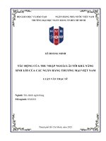 Luận văn tác Động của thu nhập ngoài lãi tới khả năng sinh lời của các ngân hàng thương mại việt nam