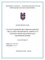 Luận văn các yếu tố Ảnh hưởng Đến Ý Định thay Đổi công việc của nhân viên kinh doanh   nghiên cứu Ở ngân hàng thương mại cổ phần nam Á thành phố hồ chí minh