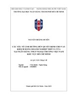 Luận văn các yếu tố Ảnh hưởng Đến quyết Định cho vay khách hàng doanh nghiệp nhỏ và vừa tại ngân hàng thương mại cổ phần ngoại thương việt nam khu vực hồ chí minh