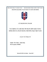 Luận văn tác Động của rủi ro tín dụng Đến khả năng sinh lời của các ngân hàng thương mại việt nam