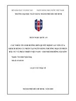 CÁC NHÂN TỐ ẢNH HƯỞNG ĐẾN QUYẾT ĐỊNH VAY VỐN CỦA KHÁCH HÀNG CÁ NHÂN TẠI NGÂN HÀNG THƯƠNG MẠI CỔ PHẦN ĐẦU TƯ VÀ PHÁT TRIỂN VIỆT NAM – CHI NHÁNH ĐÔNG SÀI GÒN