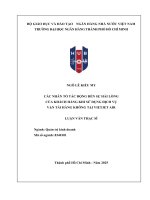 Luận văn các nhân tố tác Động Đến sự hài lòng của khách hàng khi sử dụng dịch vụ vận chuyển hàng không tại vietjet air