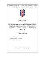 Luận văn các nhân tố Ảnh hưởng Đến khả năng sinh lời của các doanh nghiệp ngành bán lẻ niêm yết tại việt nam một cách tiếp cận từ hồi quy phân vị