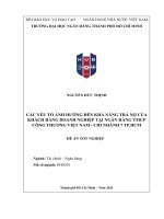 Các yếu tố Ảnh hưởng Đến khả năng trả nợ của khách hàng doanh nghiệp tại ngân hàng thương mại cổ phần công thương việt nam   chi nhánh 7 thành phố hồ chí minh