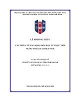 Luận văn các nhân tố tác Động Đến Đầu tư trực tiếp nước ngoài tại việt nam