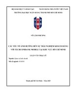 Luận văn các yếu tố Ảnh hưởng Đến sự trải nghiệm khách hàng với techcombank mobile tại khu vực hồ chí minh