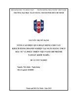 Nâng cao hiệu quả hoạt Động cho vay khách hàng doanh nghiệp tại ngân hàng thương mại cổ phần Đầu tư và phát triển việt nam chi nhánh nam kỳ khởi nghĩa