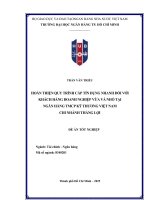 Hoàn thiện quy trình cấp tín dụng nhanh Đối với khách hàng doanh nghiệp vừa và nhỏ tại ngân hàng thương mại cổ phần kỹ thương việt nam chi nhánh thắng lợi