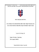 Luận văn các nhân tố Ảnh hưởng Đến thu nhập ngoài lãi của ngân hàng thương mại cổ phần việt nam