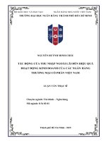TÁC ĐỘNG CỦA THU NHẬP NGOÀI LÃI ĐẾN HIỆU QUẢ HOẠT ĐỘNG KINH DOANH CỦA CÁC NGÂN HÀNG THƯƠNG MẠI CỔ PHẦN VIỆT NAM