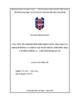 Luận văn các yếu tố Ảnh hưởng Đến khả năng trả nợ của khách hàng cá nhân tại ngân hàng thương mại cổ phần Đông Á   chi nhánh quận 10